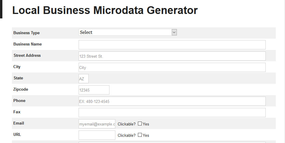 Microdata Generator Local SEO Tool