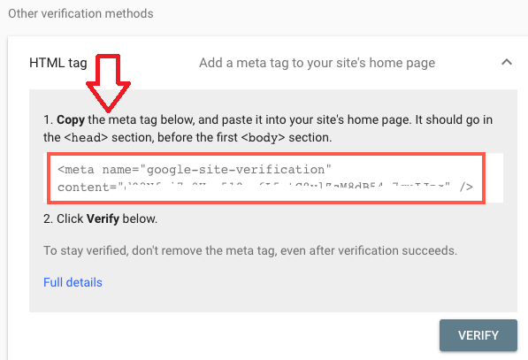 Google Search Console Verification Method